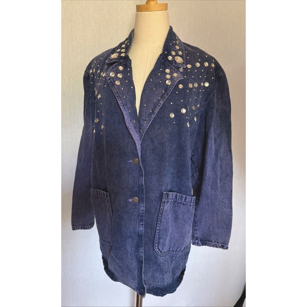 Vintage 80’s Pado California Oversized Denim Bling Jacket Blazer Size M